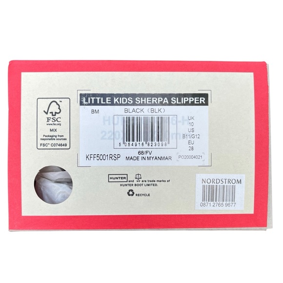 Hunter Kids black fuzzy sherpa slippers with indoor/outdoor rubber sole - Picture 8 of 9